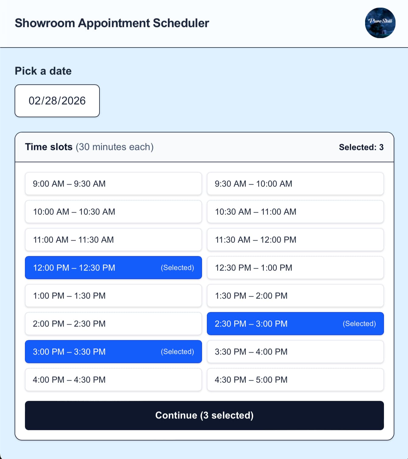 Showroom Booking App